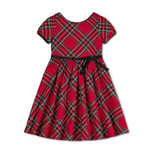 Hope & Henry Girls' Puff Sleeve Party Dress with Velvet Trim, Infant - 1 of 4
