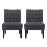 Set of 2 Lewis Contemporary Fabric Tufted Slipper Chairs - Christopher Knight Home