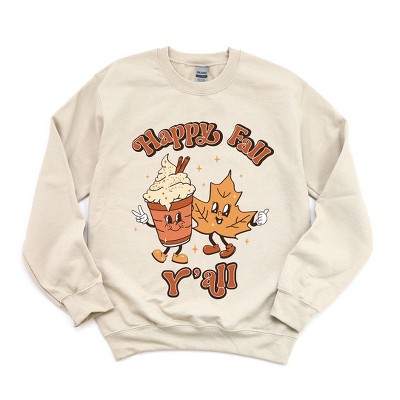 Simply Sage Market Women's Graphic Sweatshirt Retro Happy Fall Y'all Leaf