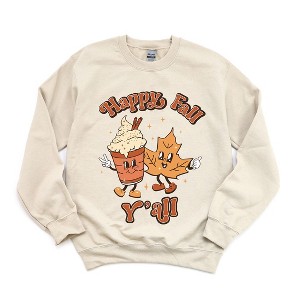 Simply Sage Market Women's Graphic Sweatshirt Retro Happy Fall Y'all Leaf - 1 of 4