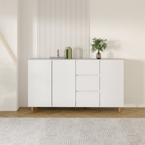 63 Inch Sideboard Buffet Cabinet With Rack Shelf, Coffee Bar Storage With Metal Legs, Divided Display Storage Sideboard With 3 Drawers - 1 of 4
