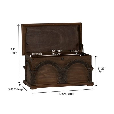 Antique Arch Brown Solid Wood Storage Trunk 20"
