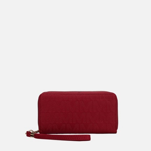 MKF Collection Large Wristlet Wallet, Lisbette Double Zip Signature | MKF Collection by Mia K – Red