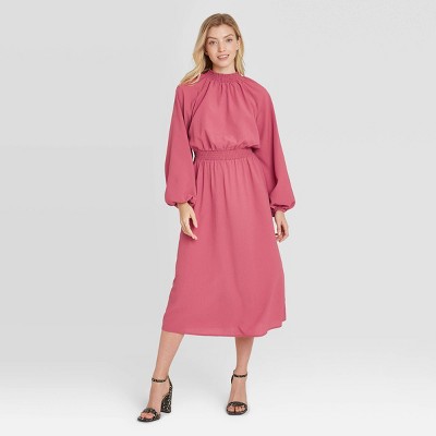 pink smock dress womens