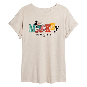Women's - Disney - Mickey Mixed Fonts Oversized Graphic T-Shirt - 1 of 4