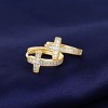 14K Gold Cross Huggie Earring with Genuine Crystals - 4 of 4