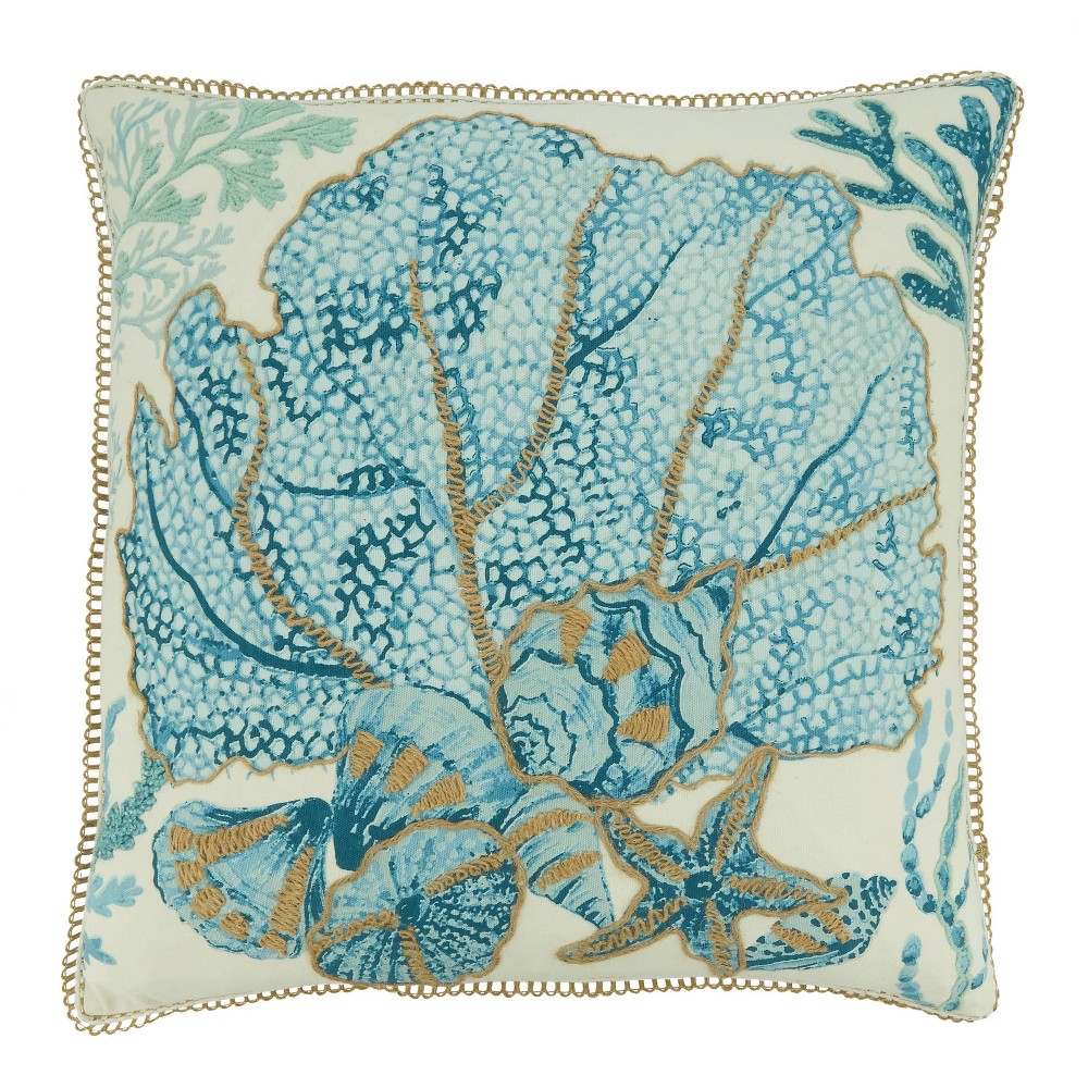 Photos - Pillow 20"x20" Oversize Sea Fan with Poly Filling Square Throw  Aqua Blue 