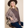 Slickblue Women's French Terry Brush Pullover with Animal Print - Relaxed Fit, Cuff Detail, Brown, Size S-L - 4 of 4