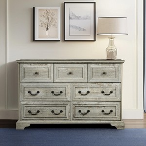 QingMoon Vintage Dresser With 7 Drawers With Roman Column-Style Handle Molded Trim Details And Elegant Bracket-style Feet For Bedroom, Hallway - 1 of 4