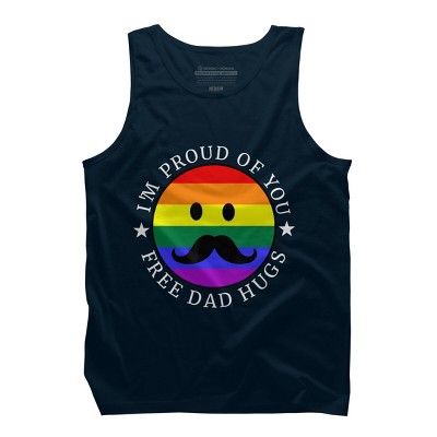 Design By Humans Free Dad Hugs Pride By KangThien Tank Top - Navy - Medium