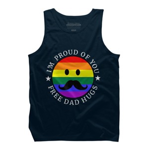 Design By Humans Free Dad Hugs Pride By KangThien Tank Top - Navy - Medium - 1 of 2