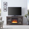 47.75 in. Alder Brown TV Stand with Crystal Fireplace Insert - Henn&Hart - 4 of 4