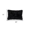 HomeRoots Set of Two 12" X 20" Black Sheepskin Lumbar Throw Pillows - 3 of 4