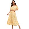 Women's Summer Floral Printed 2 Piece Outfit Off Shoulder Crop Top and Boho Tropical Long Skirt Set - 2 of 2
