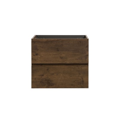 DOMETOUR Wall Mount Cabinet Without Basin, Walnut Color, With Two Drawers, Pre-Assembled