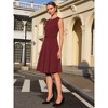 INSPIRE CHIC Women's Round Neck Sleeveless Zip Front Belted Fit Flare Work Dresses - 3 of 4
