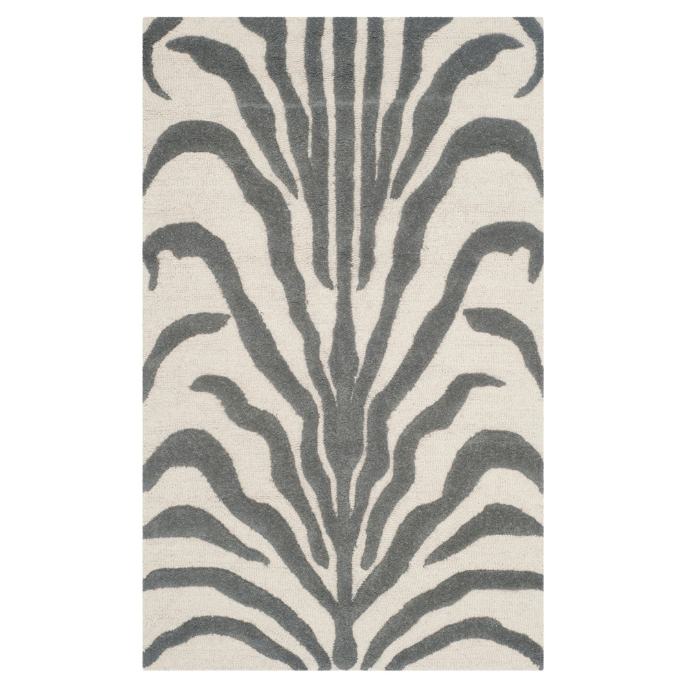 3'x5' Geometric Accent Rug Ivory/Dark Gray - Safavieh