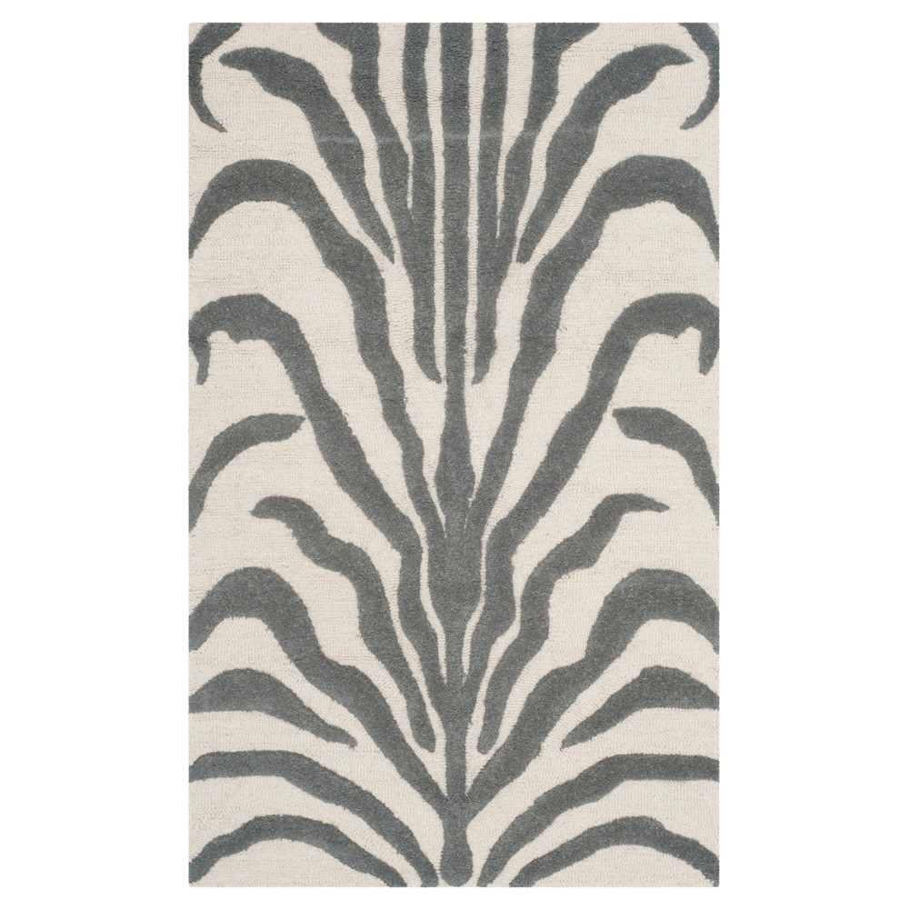 2'x3' Zebra stripe Accent Rug Ivory/Dark Gray - Safavieh