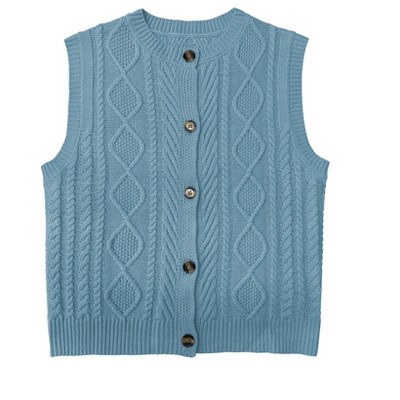Girls' Cable Knit Button - Front Sleeveless Cardigan Vest
