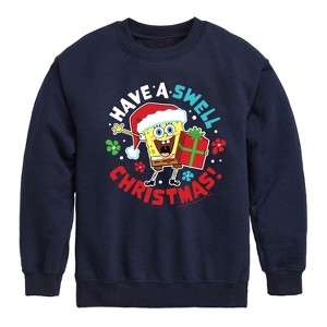Boys' - SpongeBob SquarePants - Have A Swell Christmas Graphic Long Sleeve Fleece Sweatshirt - 1 of 4