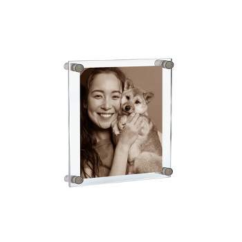 Azar Displays Floating Acrylic Wall Frame with Silver Stand Off Caps: 9" x 12" Graphic Size, Overall Frame Size: 13" x 16"