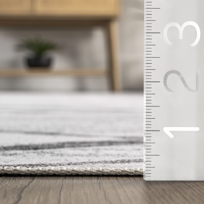 Gray Trellis Machine Washable Stain-Resistant Runner Rug