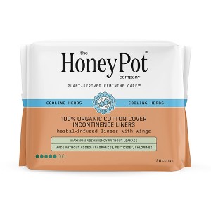 The Honey Pot Company, Herbal Incontinence Pantiliners with Wings, Organic Cotton Cover - 20ct - 1 of 4
