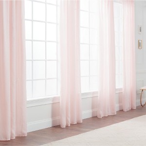 Chanasya 2pk Faux Belgian Flax Semi Sheer Window Curtain Panels - Set of 2 - 1 of 4