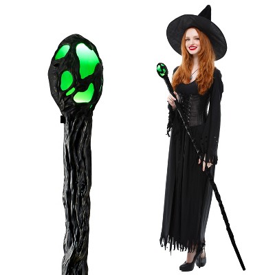 Joyfy Halloween Vintage LED Witch Staff Cane, Light Up Magic Walking Cane Prop Stick Accessory for Halloween Dress Up Party Favors