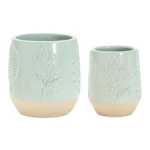 Porcelain Planter Set of 2 5 Inch Height for Indoor or Covered Outdoor Use By Melrose - 1 of 3