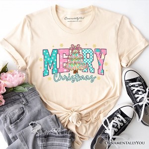 Merry Christmas Coquette Tree T-Shirt, Preppy Retro Holiday Gift Tee | OrnamentallyYou - 1 of 4