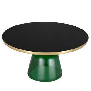 LeisureMod Tully Collection Glass Coffee Table, Gold Rim with Glass/ Sintered Stone Top - 1 of 4