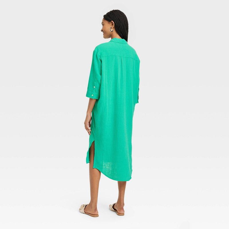 Women's 3/4 Sleeve Midi Shirtdress - Universal Thread™, 3 of 6