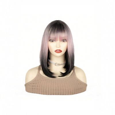 Jessie's Wig 14inch Bob Wig Synthetic Wigs Omber Black Pink Black1 Pc/Pack