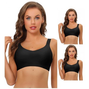 INSPIRE CHIC Women's No Show Smooth Comfort Adjustable Wide Straps Wireless Minimizers Bras 3 Packs - 1 of 4