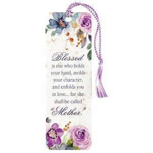 Dicksons Blessed She Holds Hand Character Mother Purple Floral 6 x 2 Laminated Cardstock Bookmark with Tassel Pack of 12 - 1 of 2