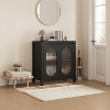 Garvee 31-Inch Small Sideboard Buffet Cabinet with Glass Doors and Adjustable Shelf – Modern Black Engineered Wood Storage Console - 2 of 4