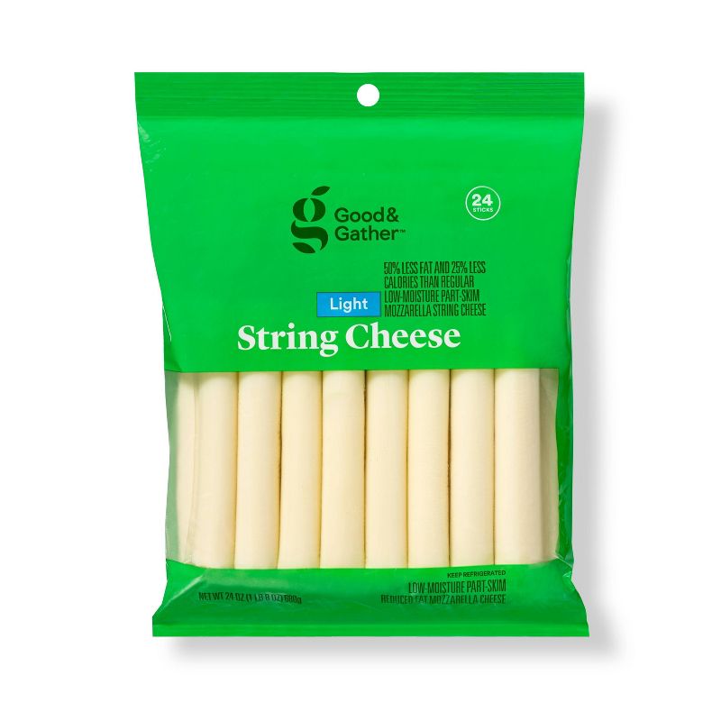 Light Low-Moisture Part-Skim Mozzarella Cheese Sticks - 24oz/24ct - Good &#38; Gather&#8482;, 1 of 6