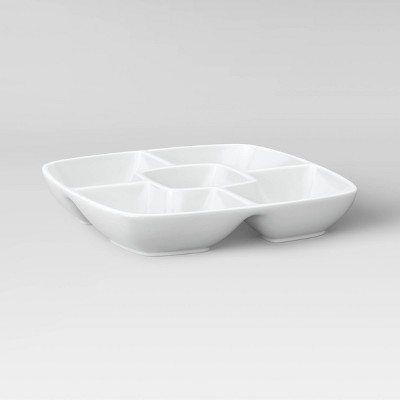 Square Porcelain Divided Serving Platter 11.5" White - Threshold&#8482;