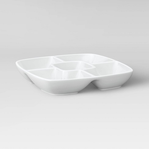 Square Porcelain Divided Serving Platter 11.5 White - Threshold