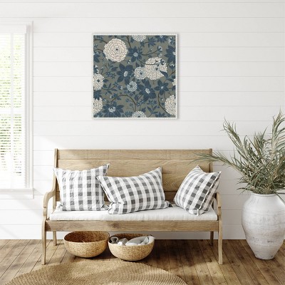 30"x30" White and Grey Abstract Floral Canvas Print
