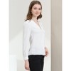 Allegra K Women's V Neck Lace Trim Casual Work Office Long Sleeve Blouse - 4 of 4