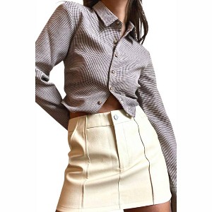 Women's Mazie Gingham Open Back Blouse - Et Clet - 1 of 4