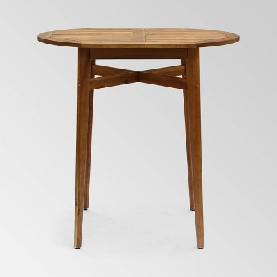 Stamford Teak Acacia Wood Oval Rustic Bar Table