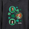Women's - Barbie - St. Paddys Collage Lightweight French Terry Wide Neck Long Sleeve Shirt - 2 of 4