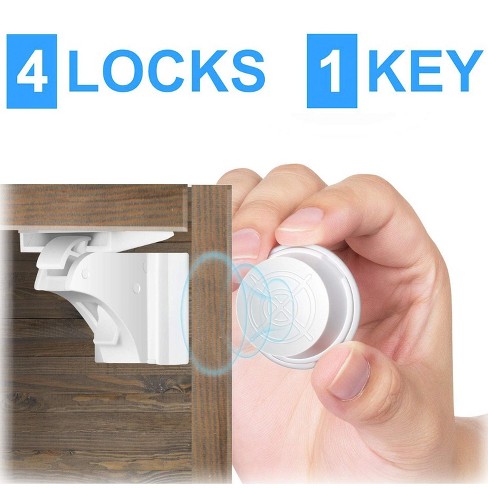 Generic 4 Locks+1key Magnetic Child Lock Baby Safety Baby Protections  Cabinet Door Lock Kids Drawer Locker Security Invisible Locks Tool