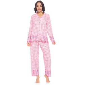 Casual Nights Women's Long Sleeve Rayon Button Down Pajama Set - 1 of 4