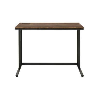 GlasFlength Desks Metal Frame Rustic Computer Desk Gaming Desk Home Office Desk Simple Design for Small Spaces, Black, 47"*24"*30"
