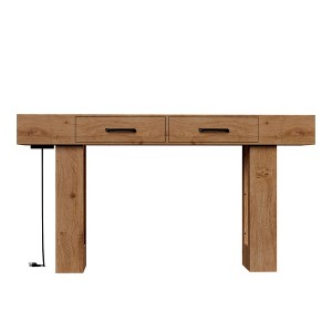 Gulches 63 in Natural Rectangular Particle Board Console Table with Foot Pads Farmhouse Style Engineered Wood - 1 of 4