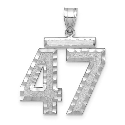 Black Bow Jewelry 14k White Gold, Varsity Collection, Large D/C Pendant, Number 47